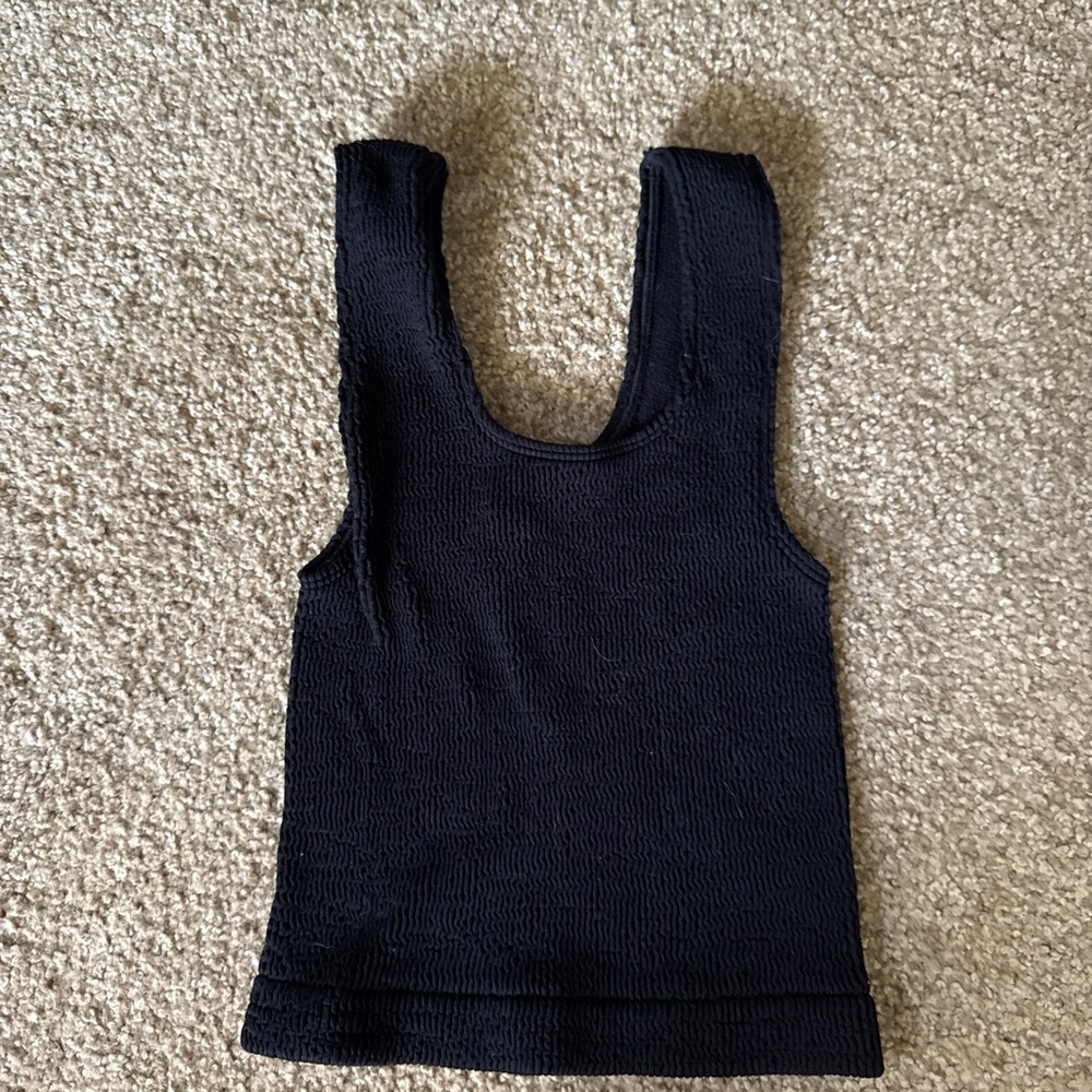 Free People Movement Black Ribbed Top